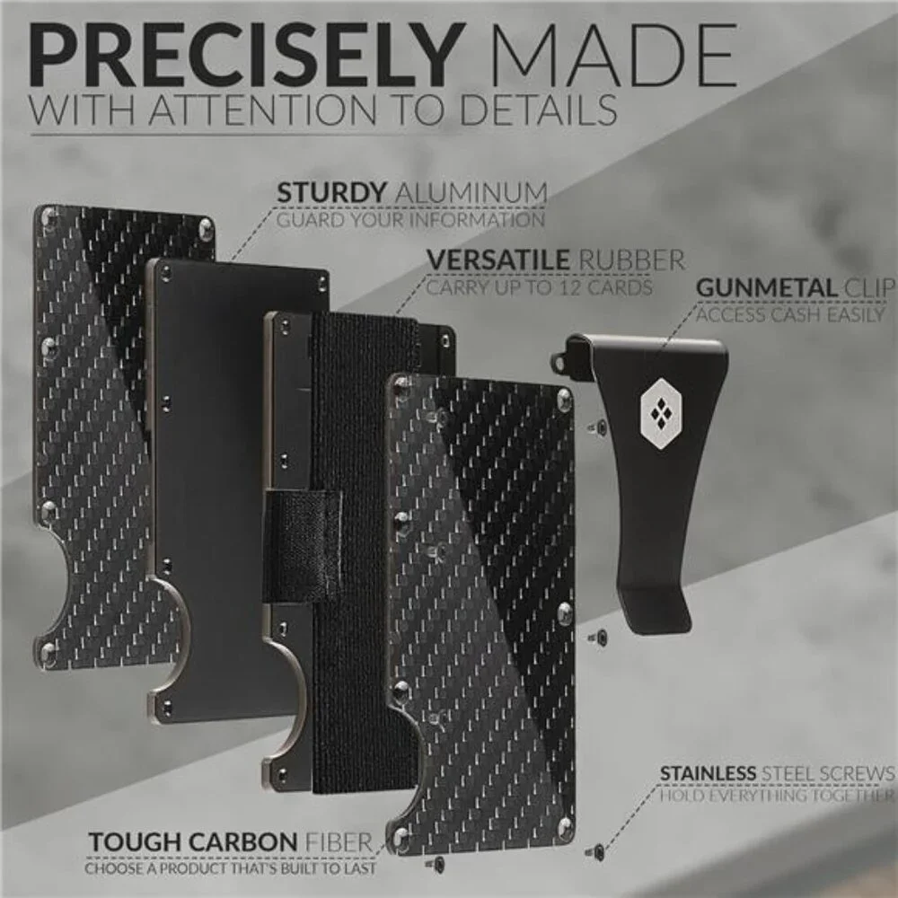 Minimalist Slim Wallet for Men - Carbon Fiber Wallets For Men RFID Blocking